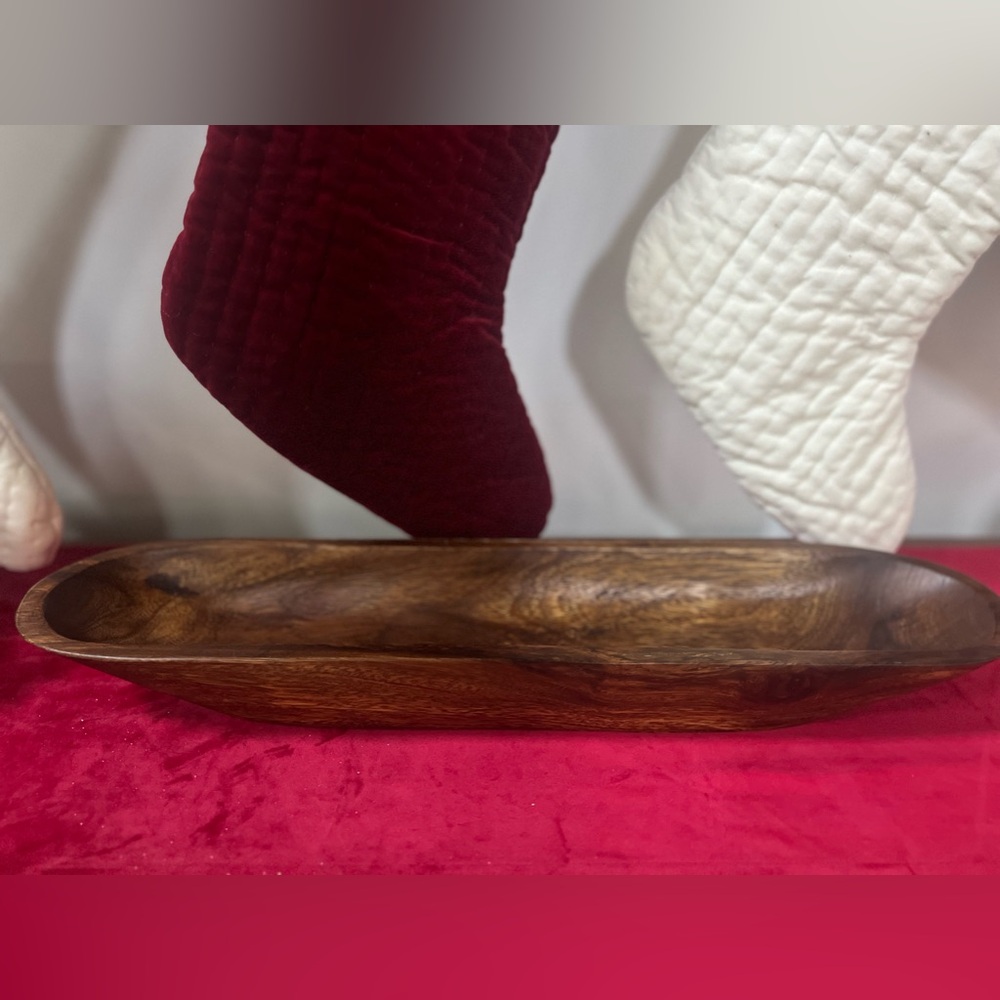 Pottery Barn Handmade Long Wooden Dough Bowl